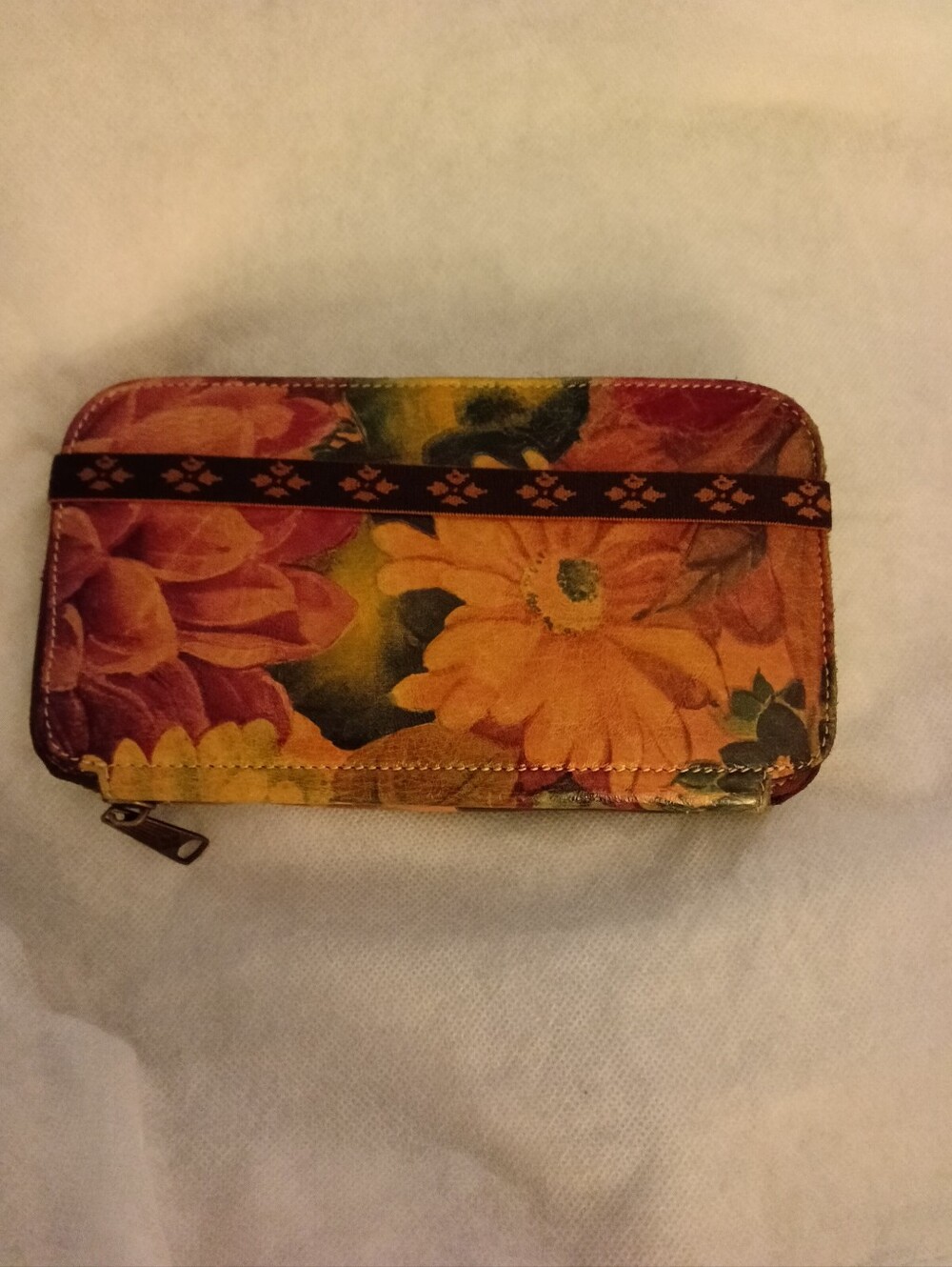 Patricia Nash Floral Zip Wallet - Yellow Orange Flower Print